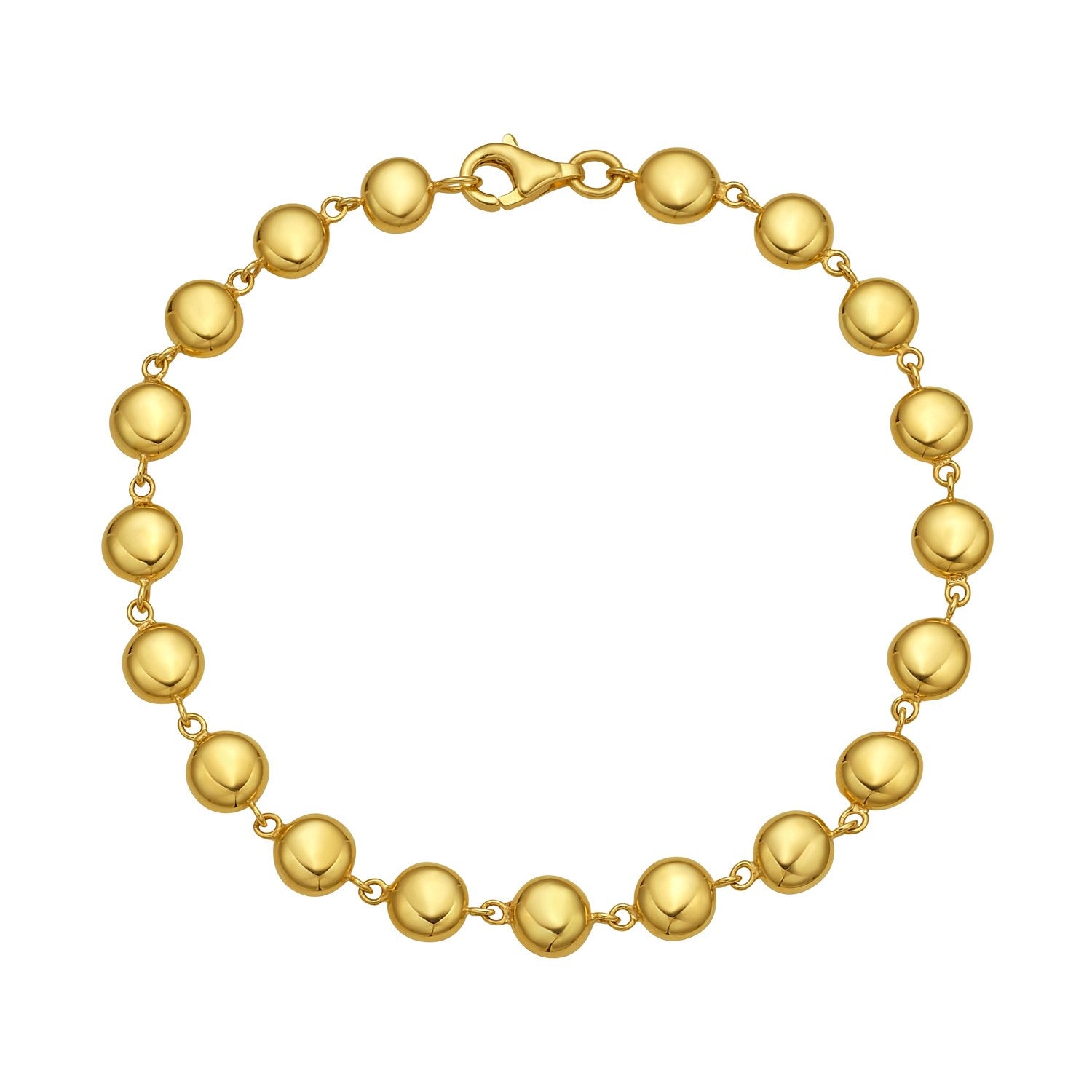 14K Yellow Gold Polished Pebble Bead Bracelet (6.00 mm) for Women | Yene Store 
