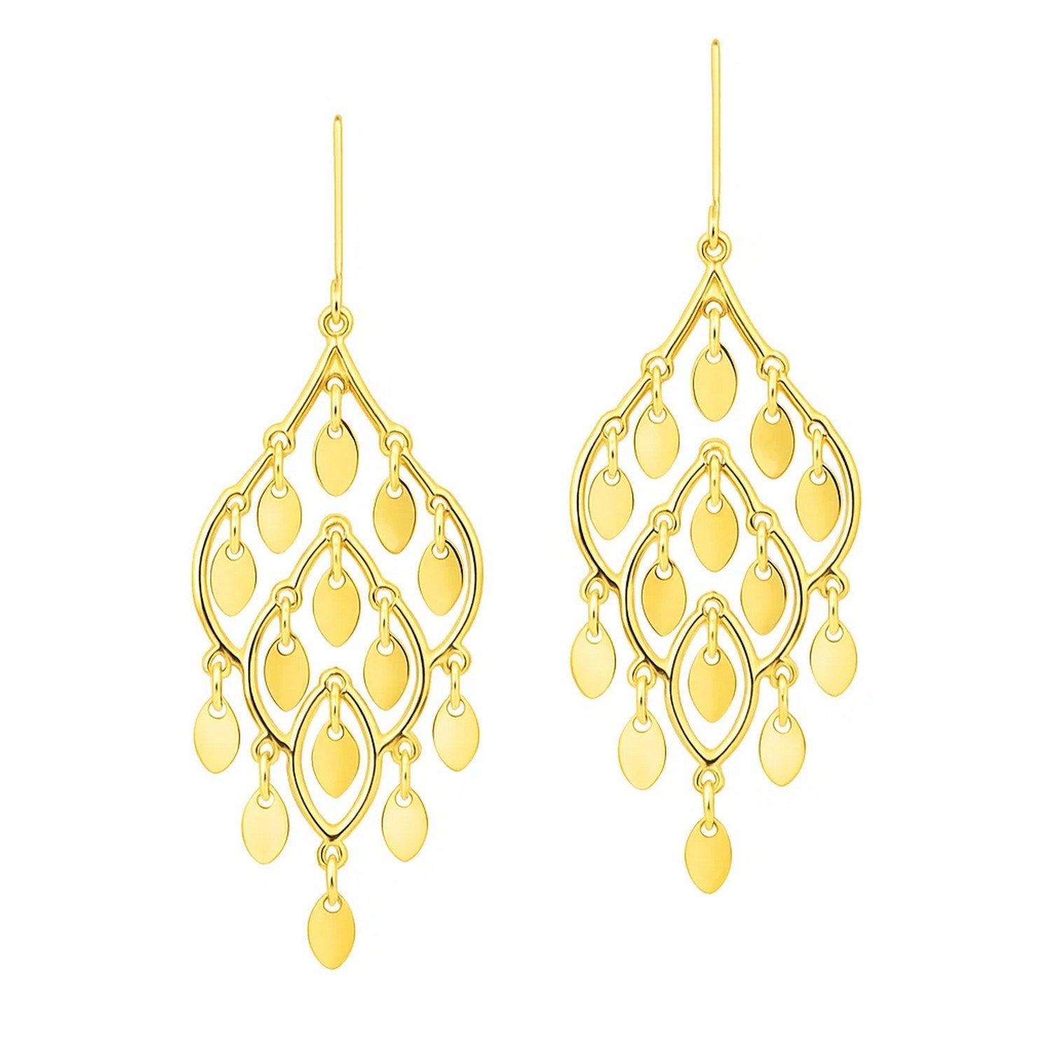 14K Yellow Gold Polished Chandelier Earrings for Women | Yene Store 