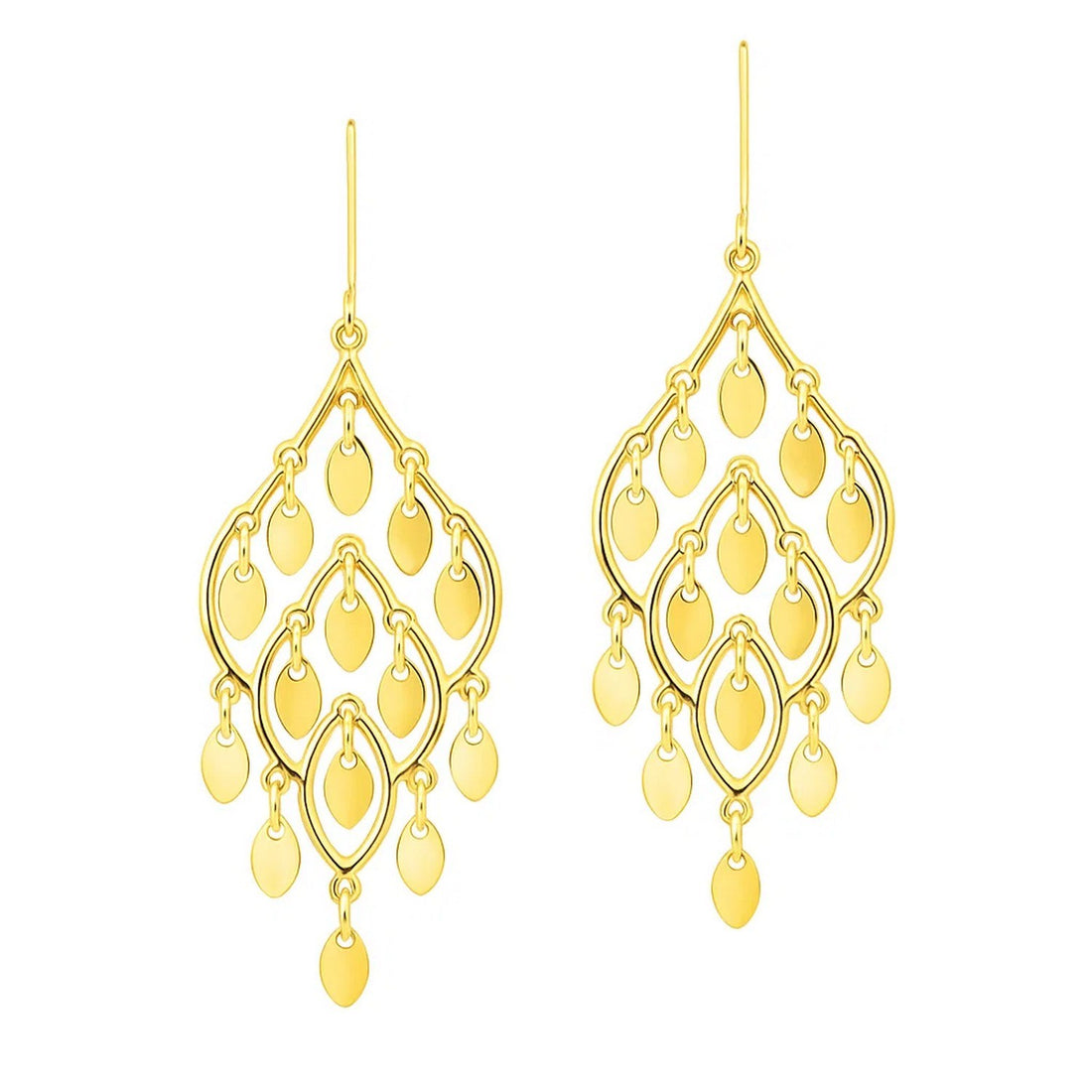 14K Yellow Gold Polished Chandelier Earrings for Women | Yene Store 