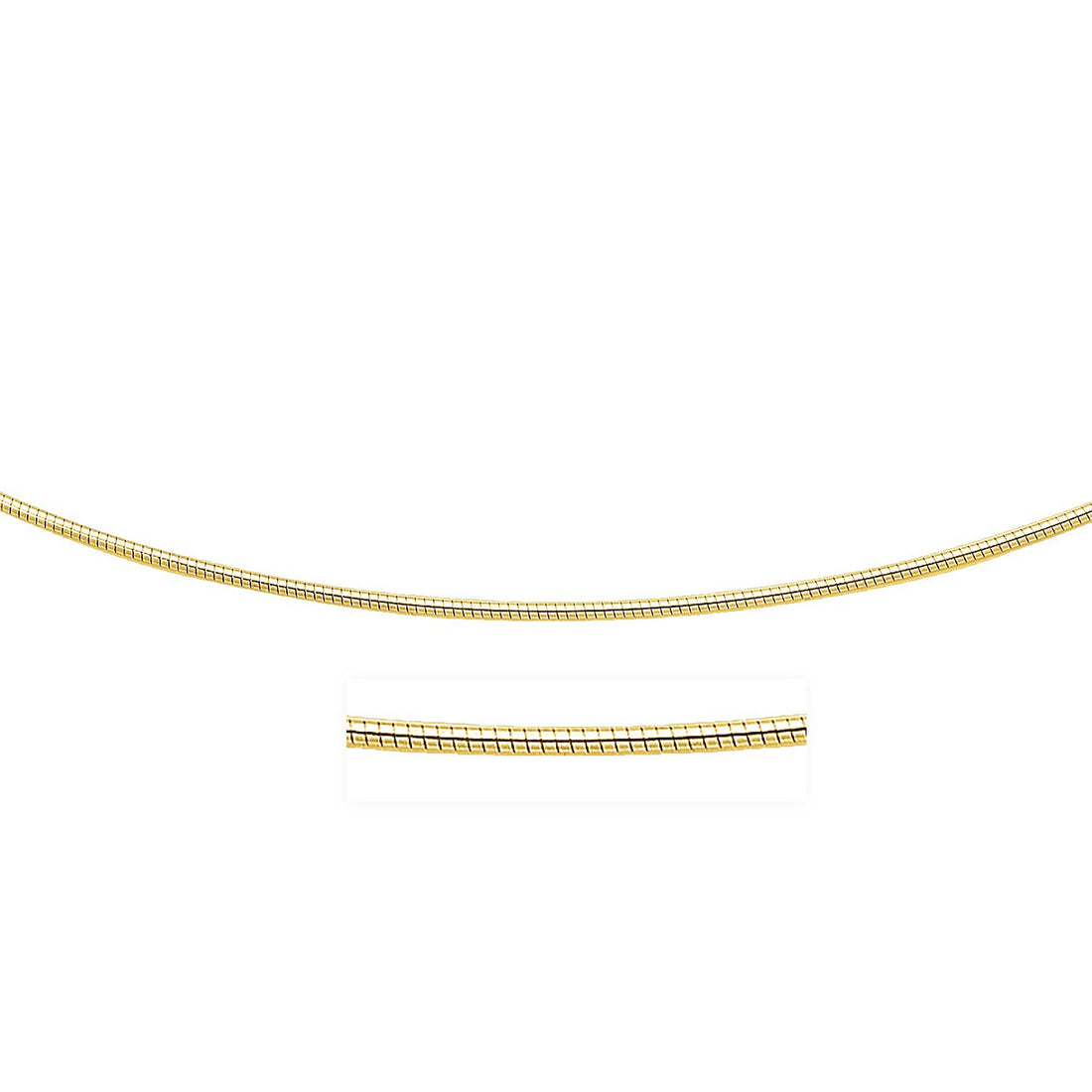 14k Yellow Gold Necklace in a Round Omega Chain Style for Women | Yene Store 