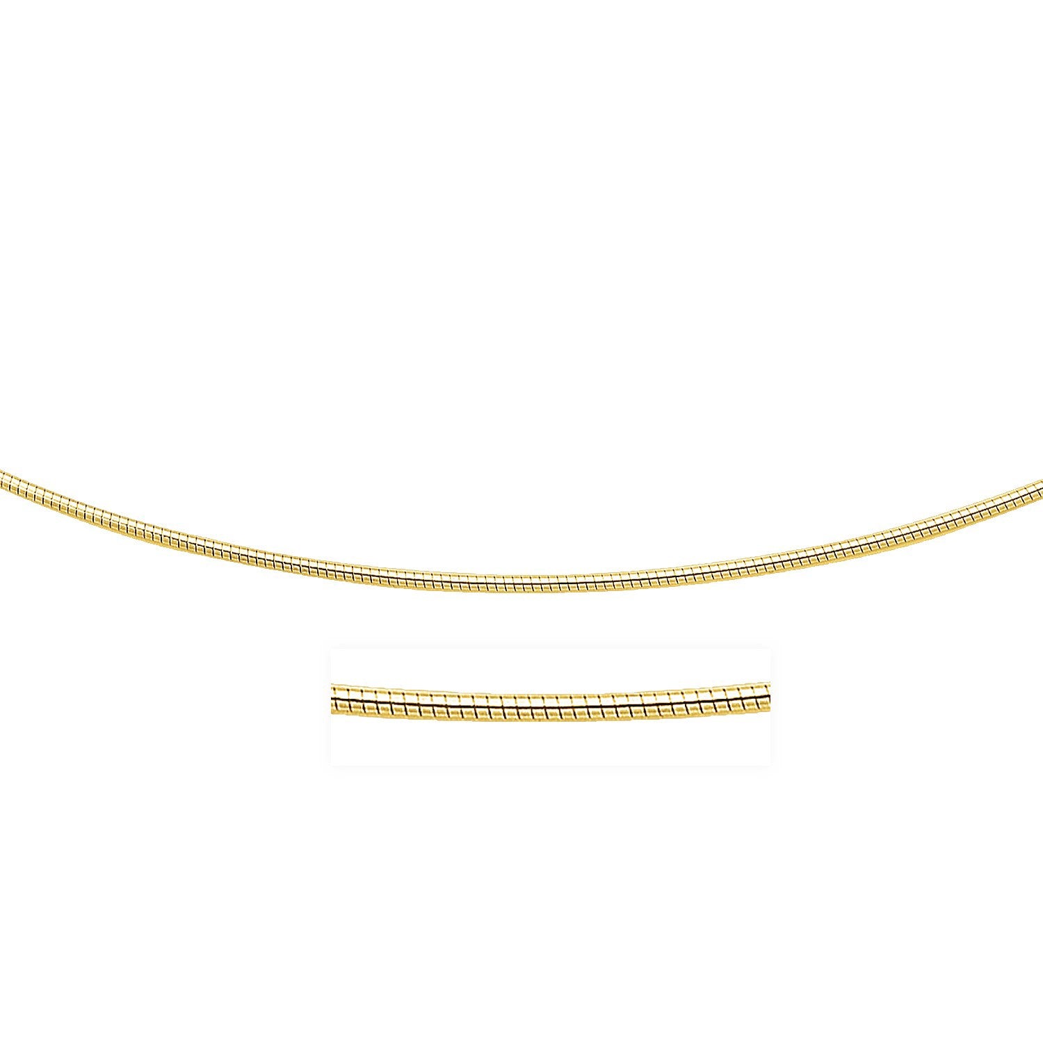14k Yellow Gold Necklace in a Round Omega Chain Style for Women | Yene Store 