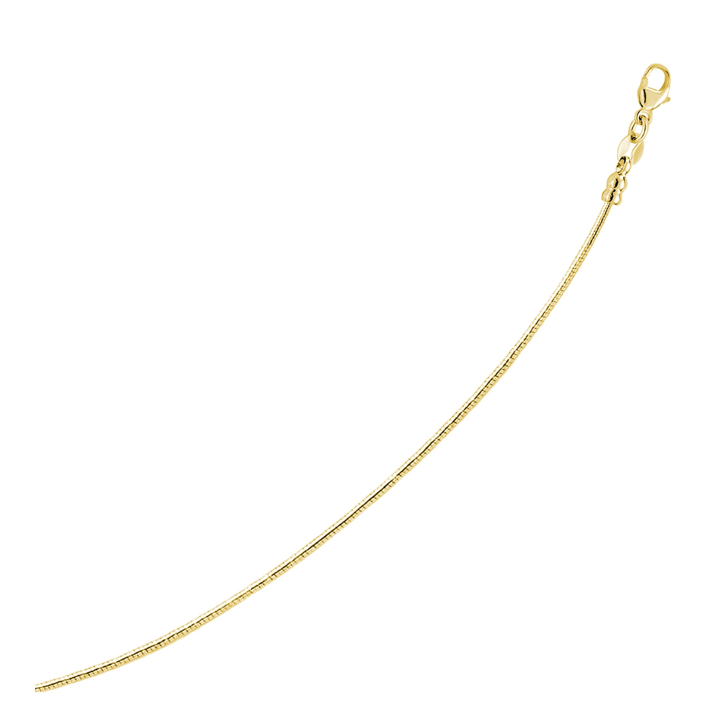 14k Yellow Gold Necklace in a Round Omega Chain Style for Women | Yene Store