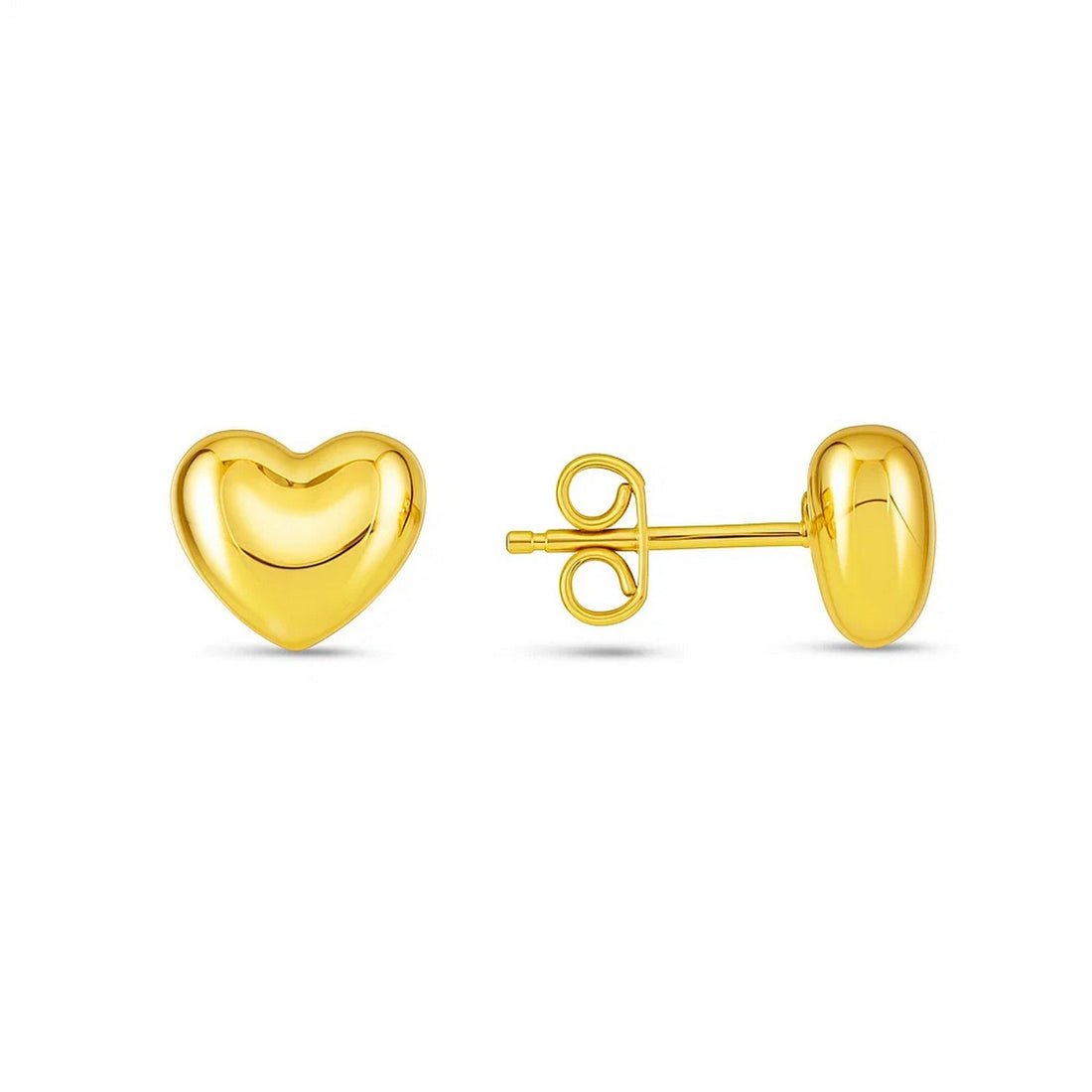 Small Polished Heart Post Earrings in 14K Yellow Gold for Women | Yene Store