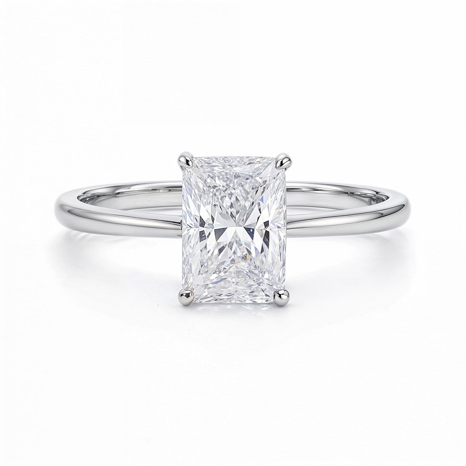 2 Carat Radiant Lab Grown IGI G/VS1 Diamond Solitaire Ring in 14K White Gold for Women | Yene Store