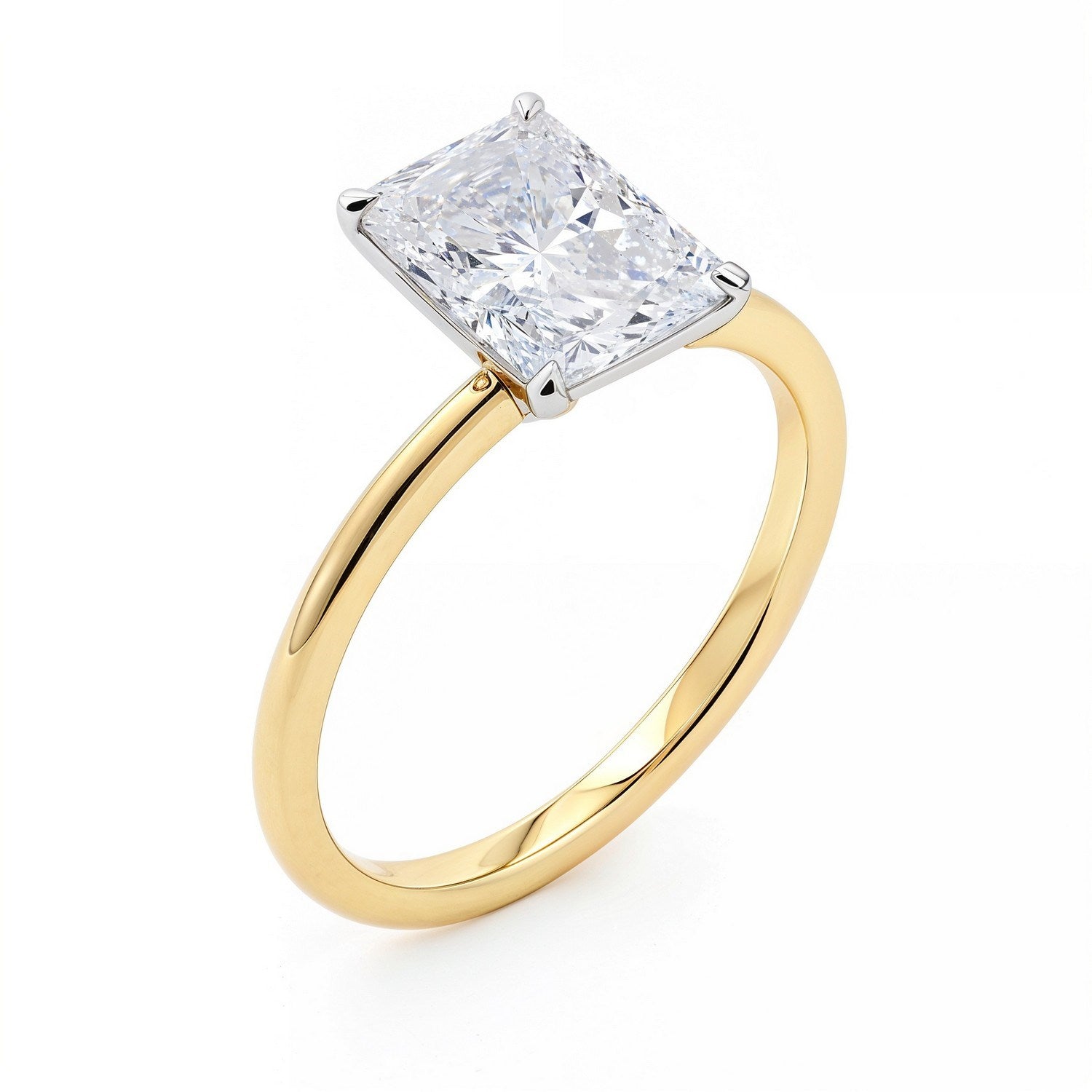 2 Carat Radiant Lab Grown IGI G/VS1 Diamond Solitaire Ring in 14K Yellow Gold for Women | Yene store