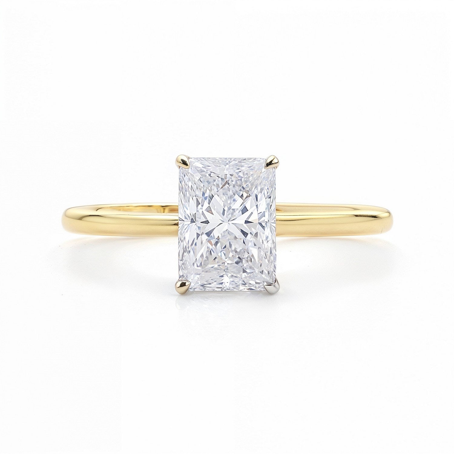 2 Carat Radiant Lab Grown IGI G/VS1 Diamond Solitaire Ring in 14K Yellow Gold for Women | Yene store