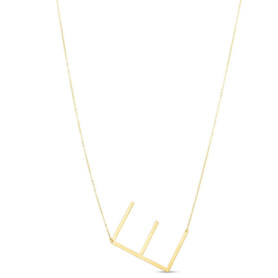 14K Yellow Gold Yours Truly Large Initial E Necklace for Women | Yene Store 