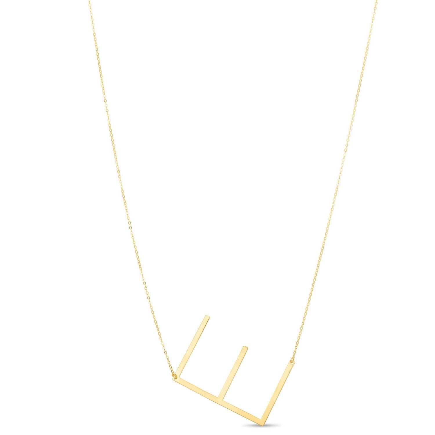 14K Yellow Gold Yours Truly Large Initial E Necklace for Women | Yene Store 