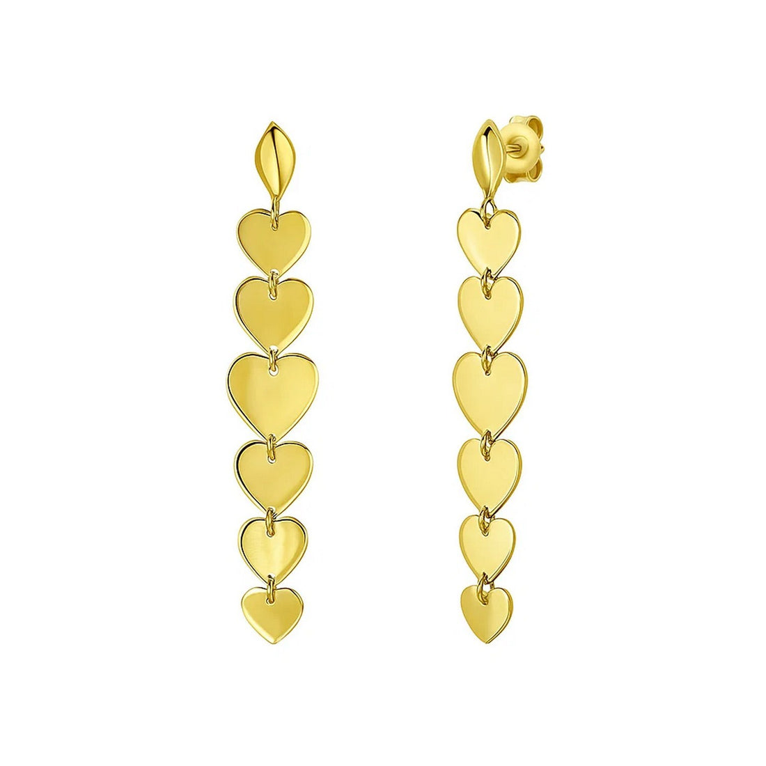 14K Yellow Gold Heart Drop Earrings for Women | Yene Store 