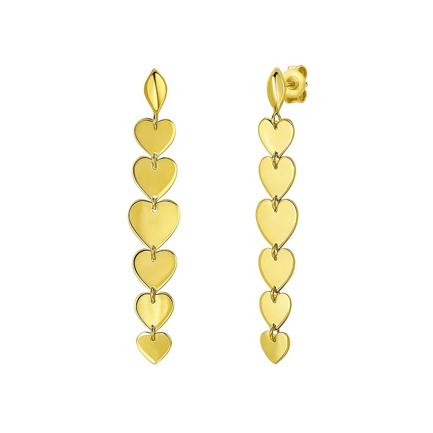 14K Yellow Gold Heart Drop Earrings for Women | Yene Store 