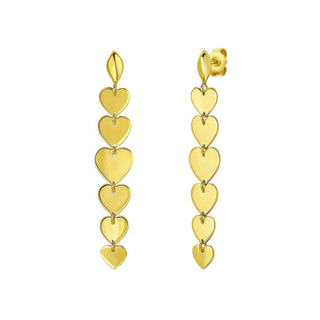 14K Yellow Gold Heart Drop Earrings for Women | Yene Store 