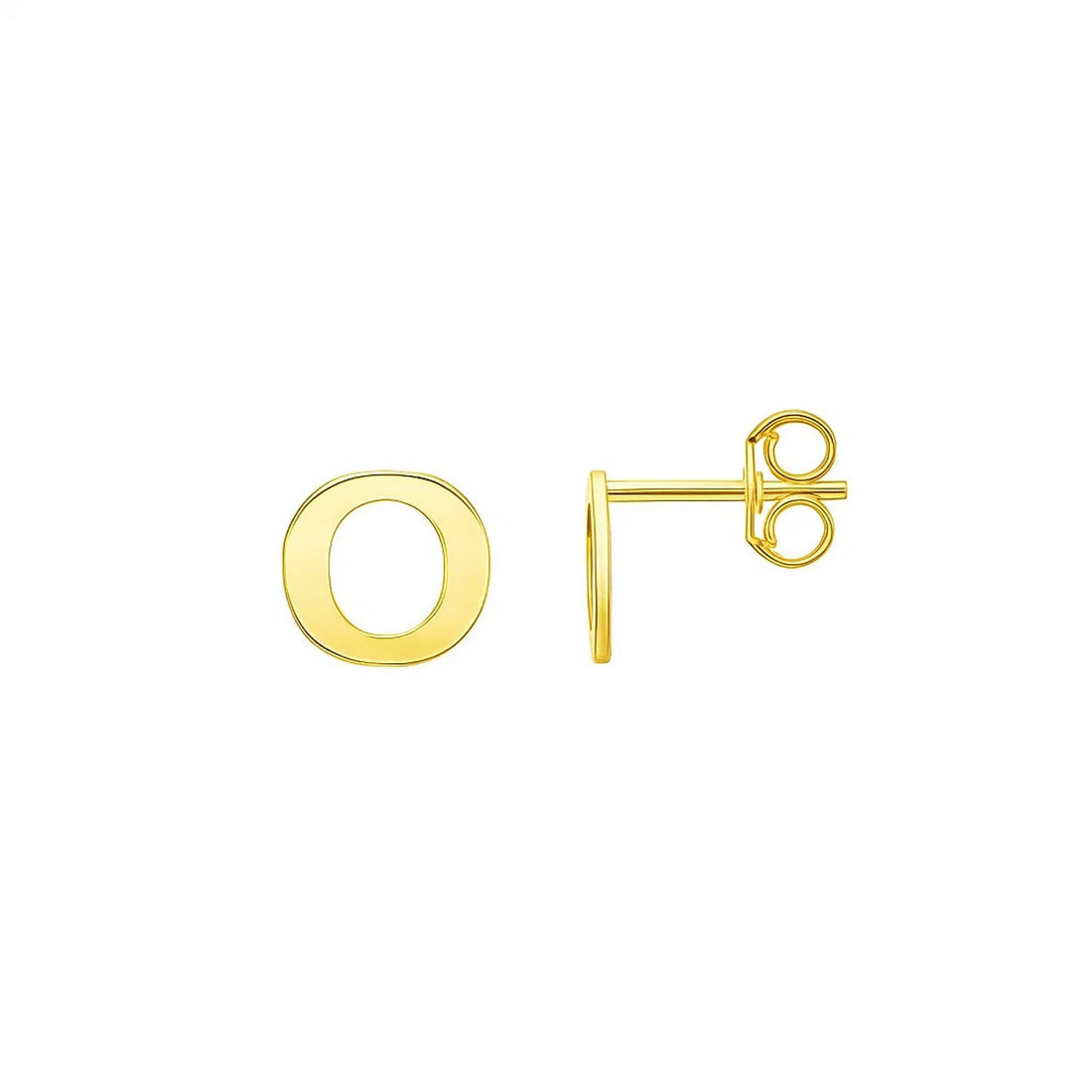 14K Yellow Gold Yours Truly Initial O Stud Earrings for Women | Yene Store 