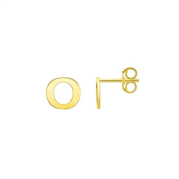 14K Yellow Gold Yours Truly Initial O Stud Earrings for Women | Yene Store 