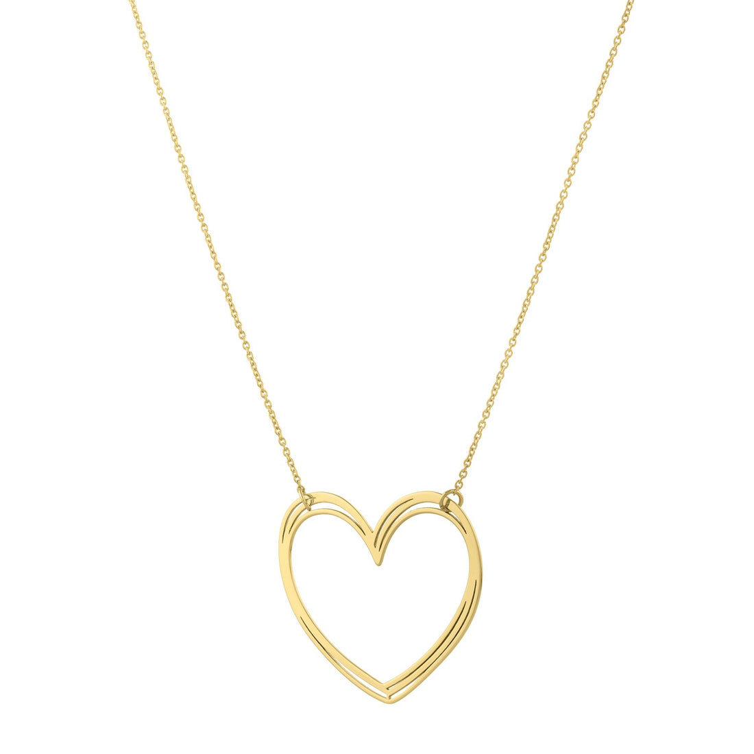 Large Open Heart Necklace in 14K Yellow Gold for Women | Yene Store 
