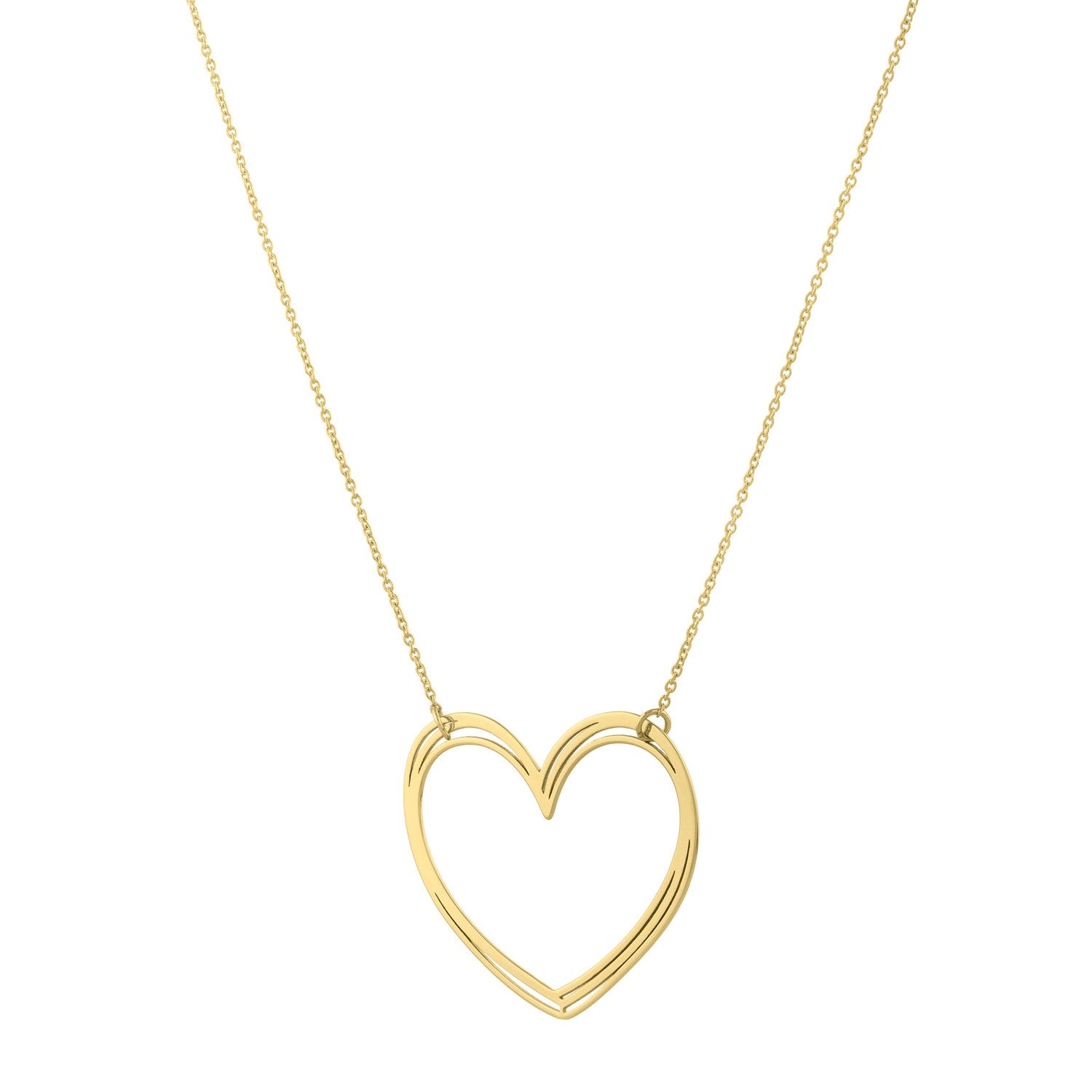 Large Open Heart Necklace in 14K Yellow Gold for Women | Yene Store 