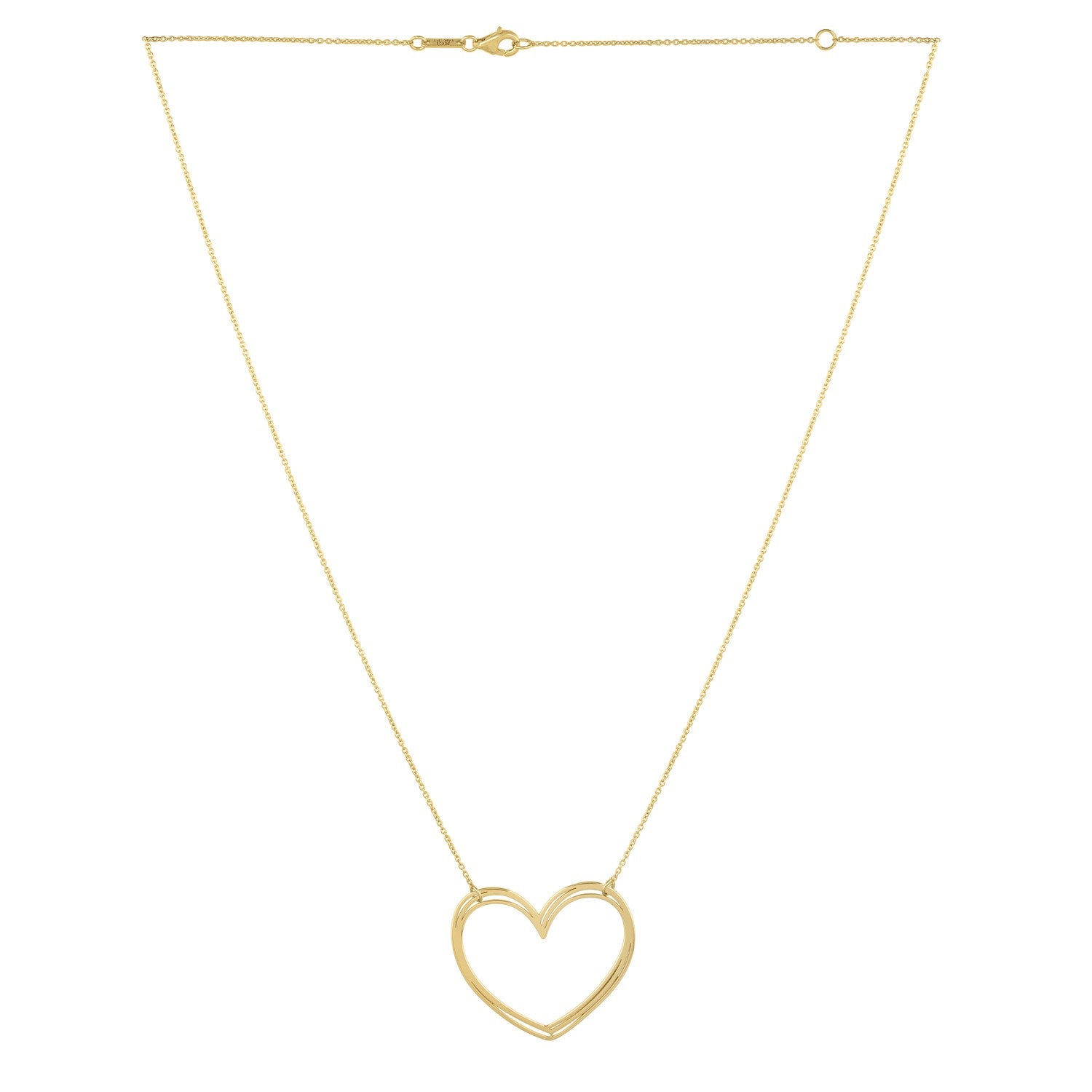 Large Open Heart Necklace in 14K Yellow Gold for Women | Yene Store 
