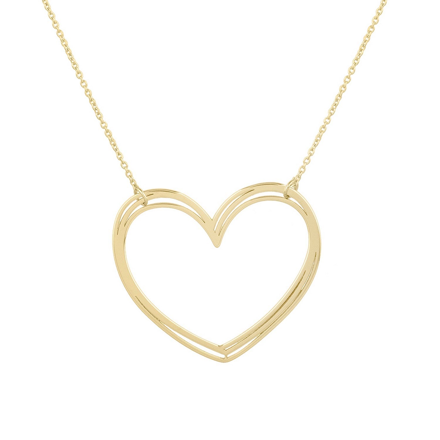 Large Open Heart Necklace in 14K Yellow Gold for Women | Yene Store 