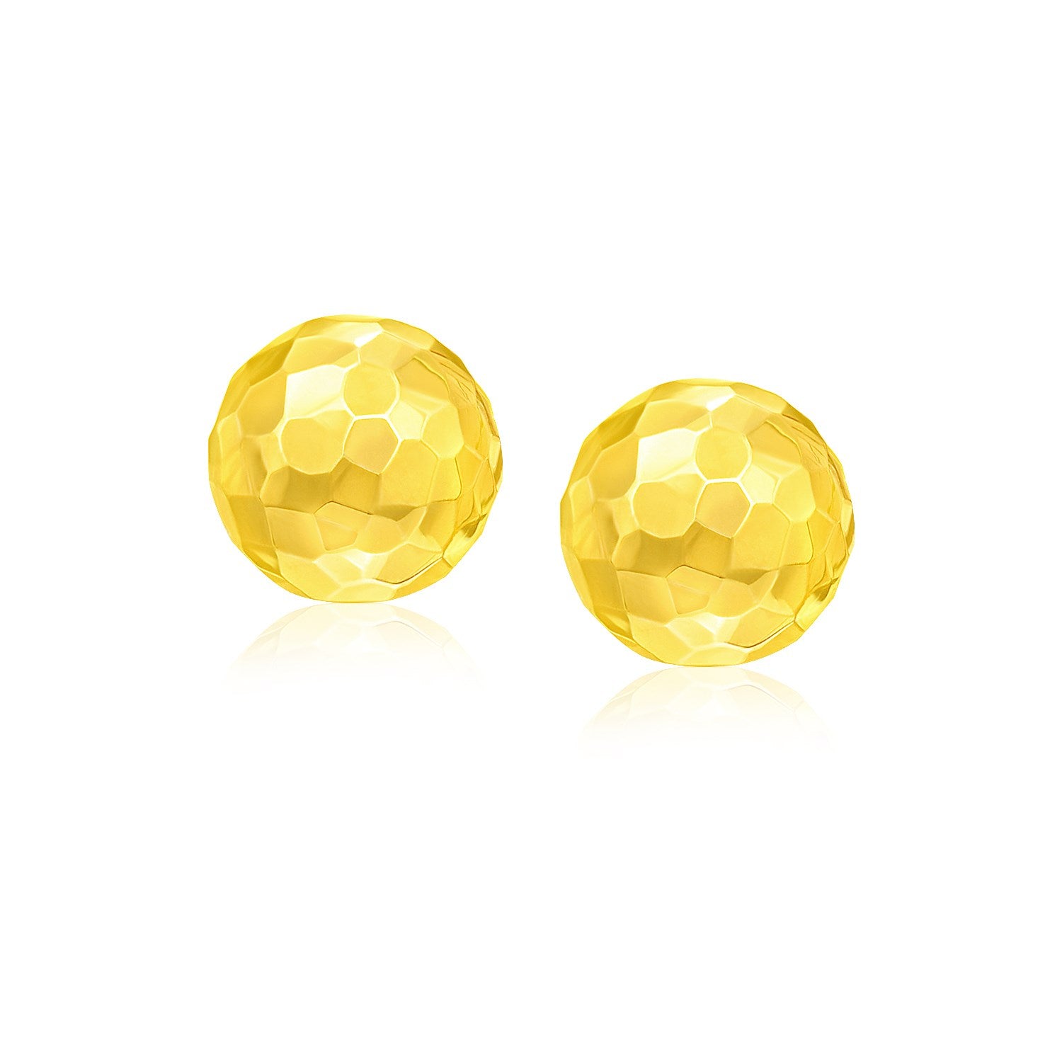 14k Yellow Gold Round Faceted Style Stud Earrings(7mm) for Women | Yene Store 