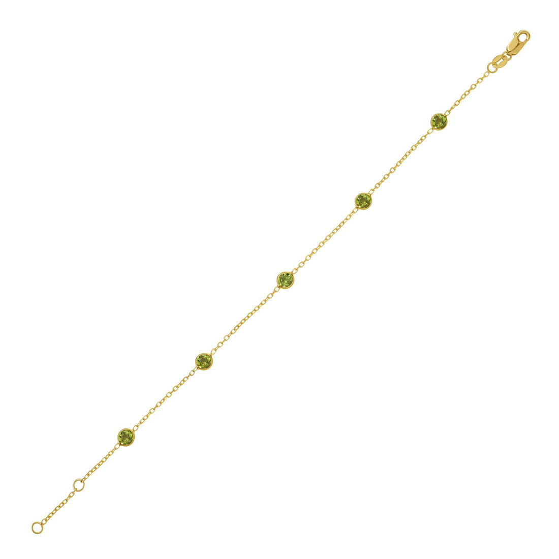 14K Yellow Gold Peridot Station Bracelet for Women | Yene Store 