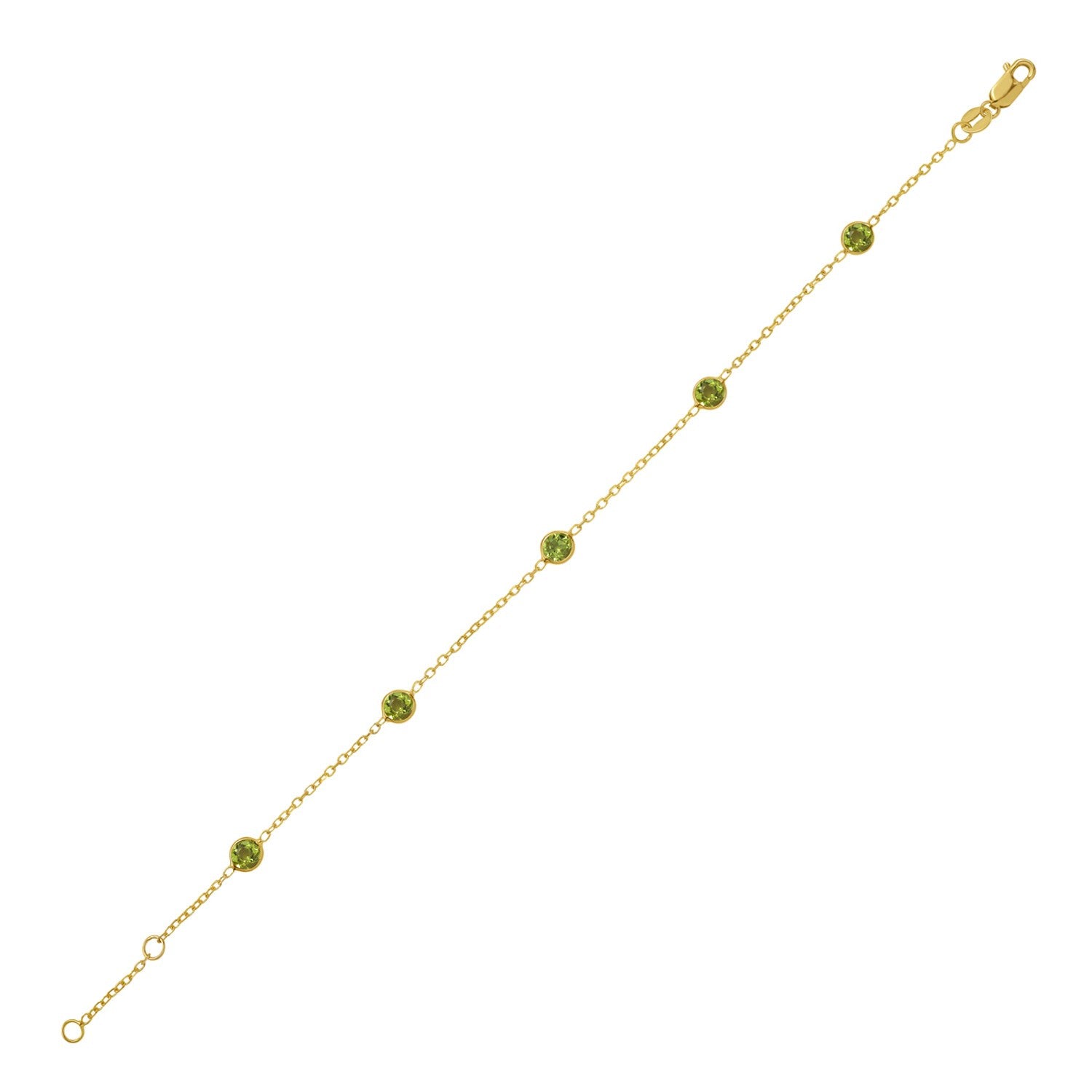 14K Yellow Gold Peridot Station Bracelet for Women | Yene Store 