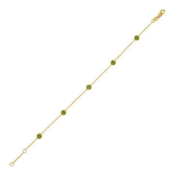 14K Yellow Gold Peridot Station Bracelet for Women | Yene Store 