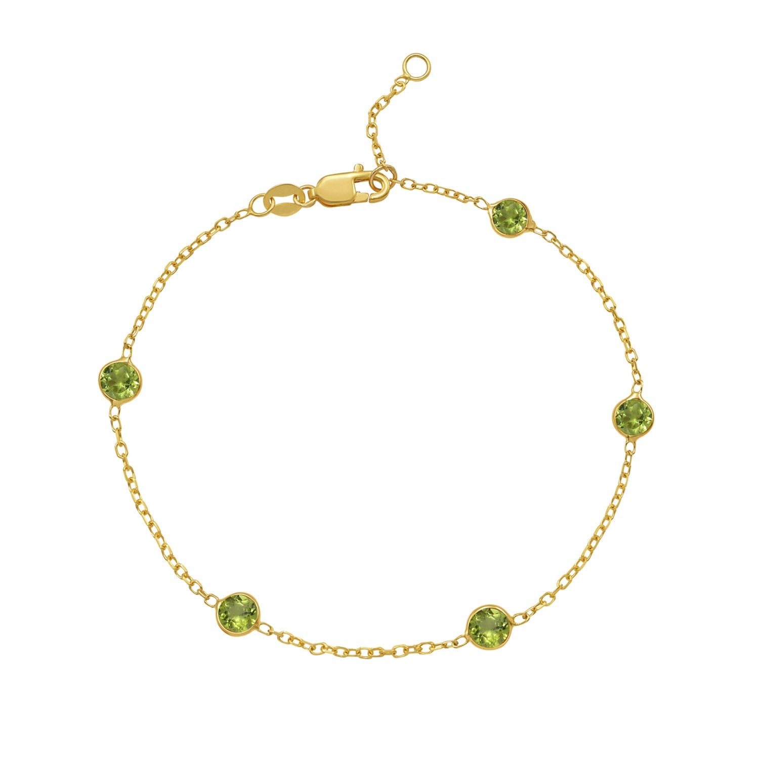 14K Yellow Gold Peridot Station Bracelet for Women | Yene Store 