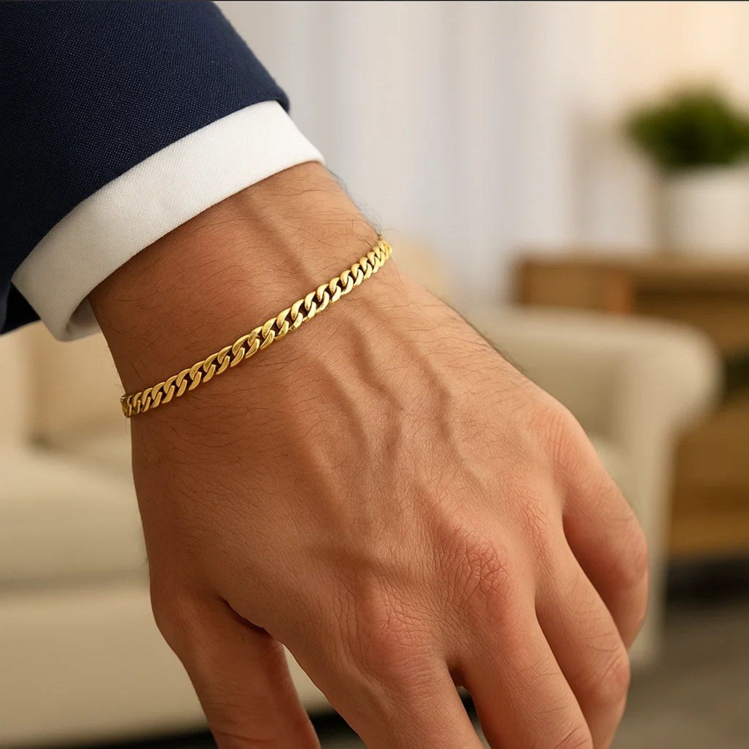 10k Yellow Gold Miami Cuban Semi Solid Bracelet (4.50 mm)