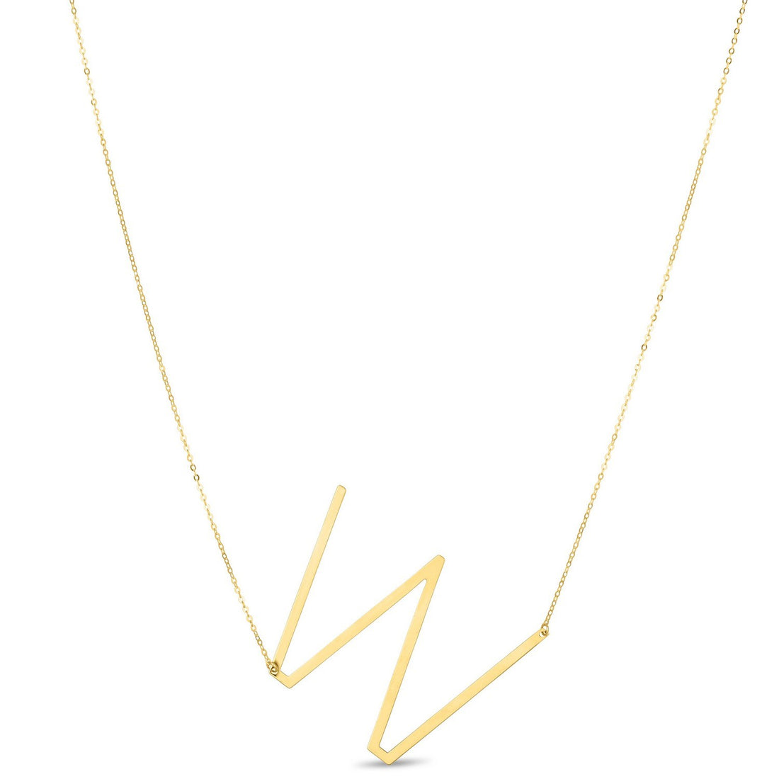 14K Yellow Gold Yours Truly Large Initial W Necklace for Women | Yene Store