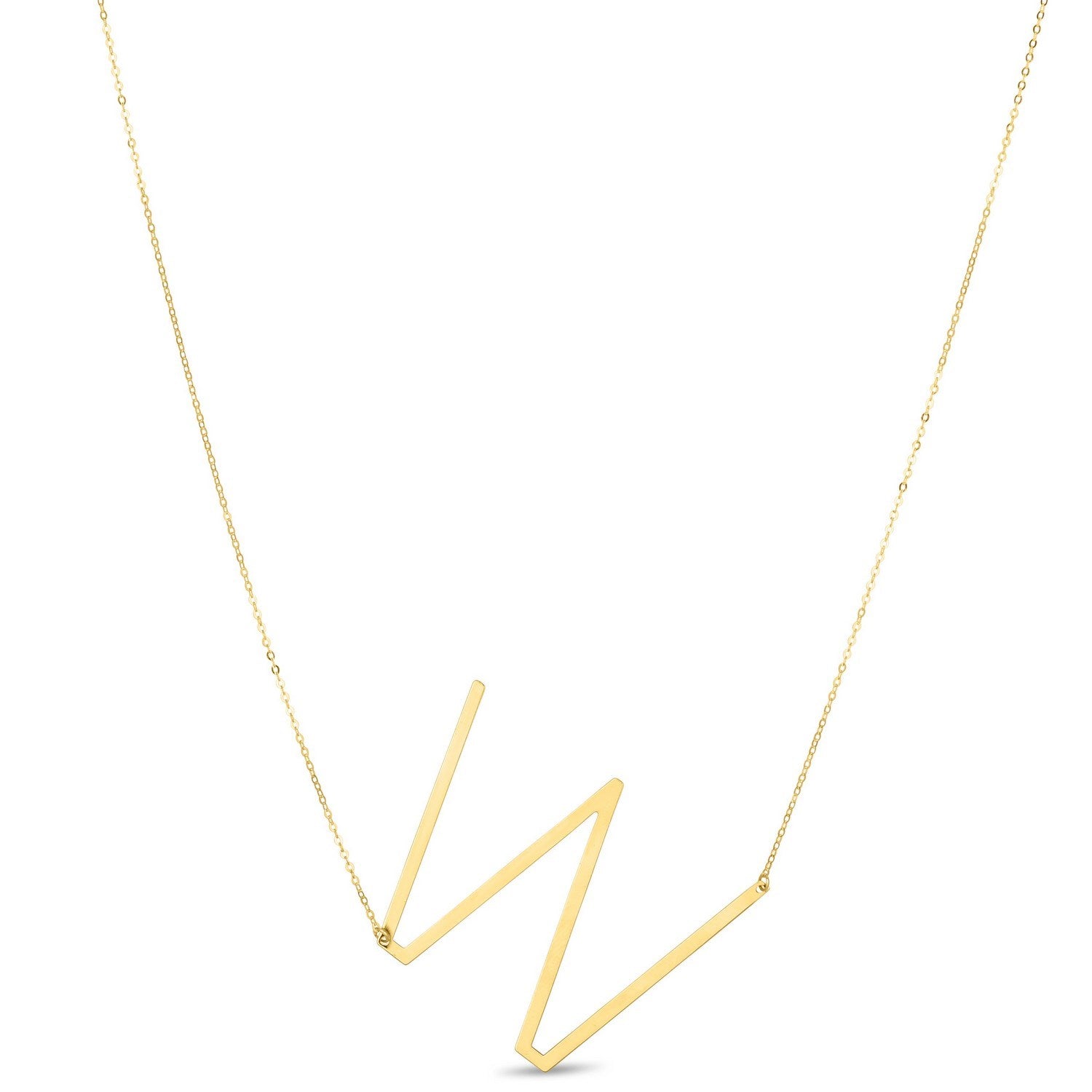 14K Yellow Gold Yours Truly Large Initial W Necklace for Women | Yene Store