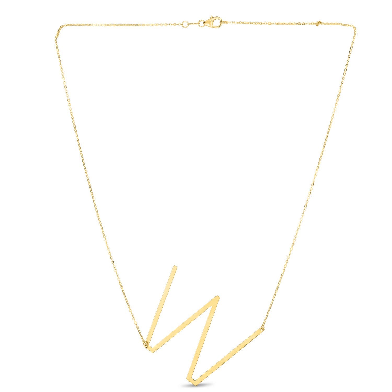 14K Yellow Gold Yours Truly Large Initial W Necklace for Women | Yene Store