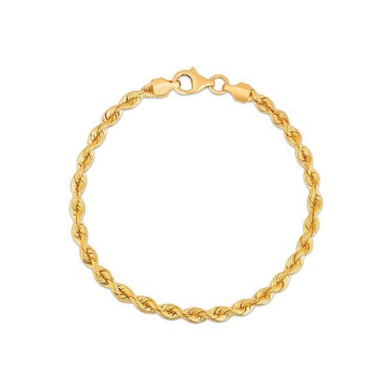 Silk Rope Chain Bracelet in 14k Yellow Gold (3.70 mm) for Women | Yene Store 
