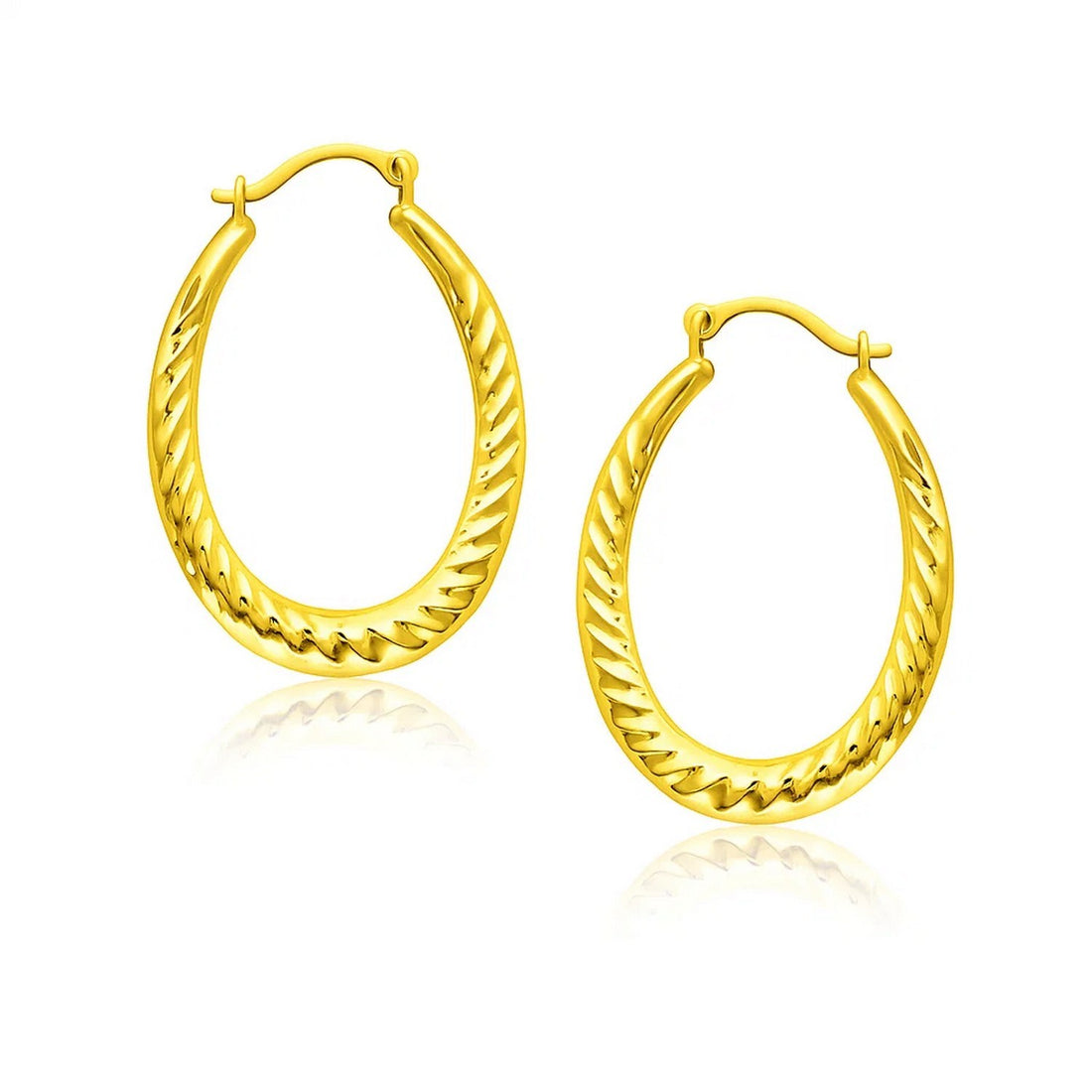 14k Yellow Gold Hoop Earrings with Textured Details for Women | Yene Store 

