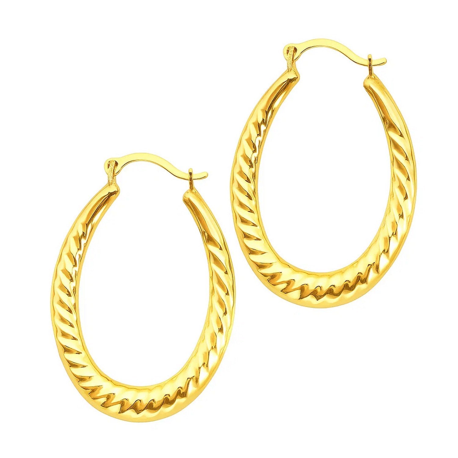 14k Yellow Gold Hoop Earrings with Textured Details for Women | Yene Store 
