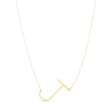14K Yellow Gold Yours Truly Large Initial J Necklace for Women | Yene Store