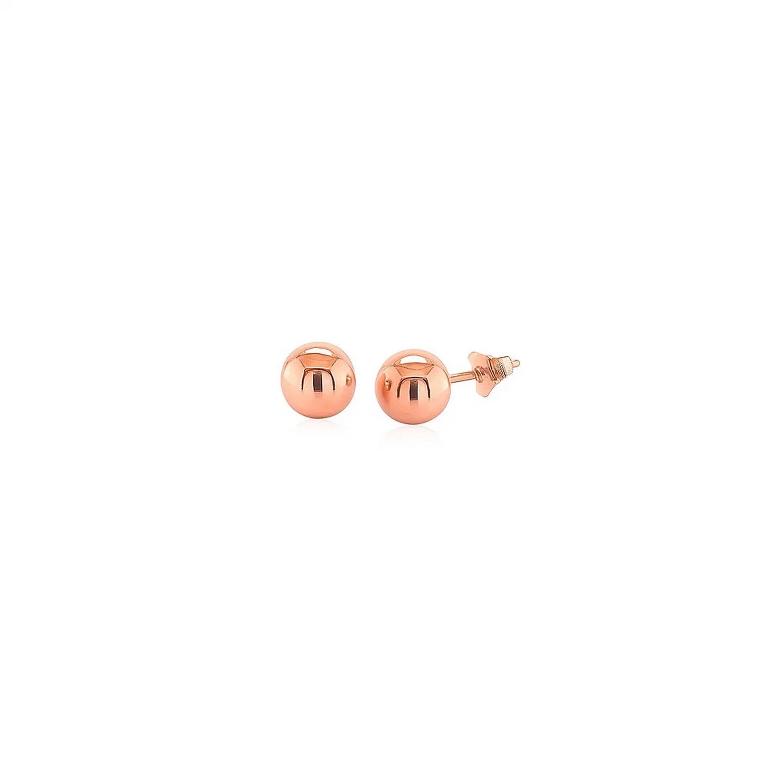 14k Rose Gold Classic Round Shape Stud Earrings (6mm) for Women | Yene Store 