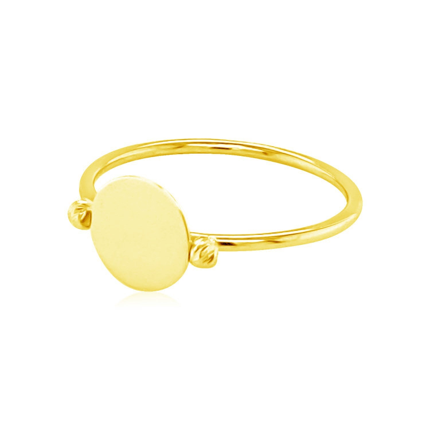 14k Yellow Gold Ring with Polished Oval for Women | Yene Store 
