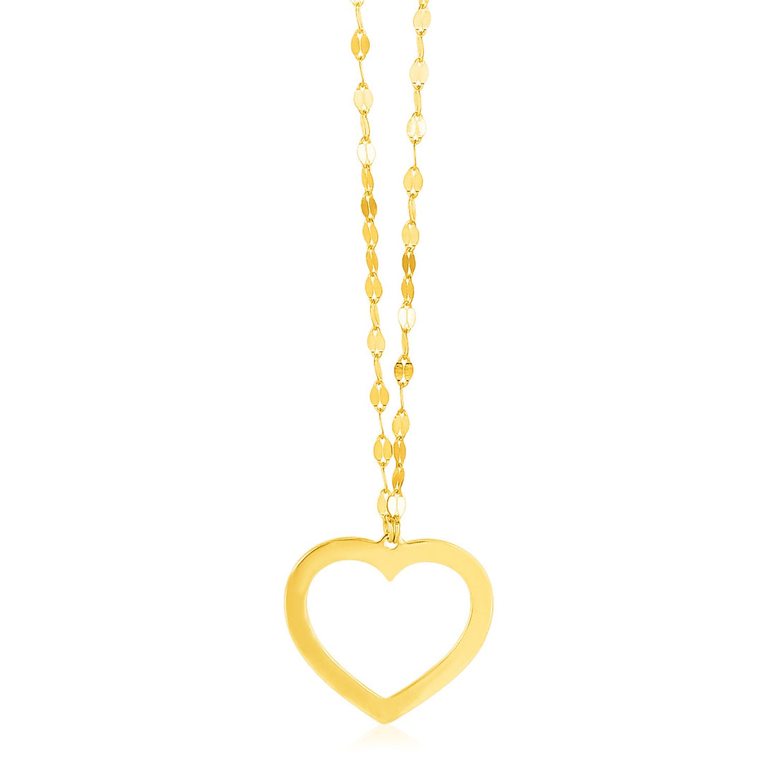 14k Yellow Gold Necklace with Reversible Heart Pendant for Women | Yene Store 