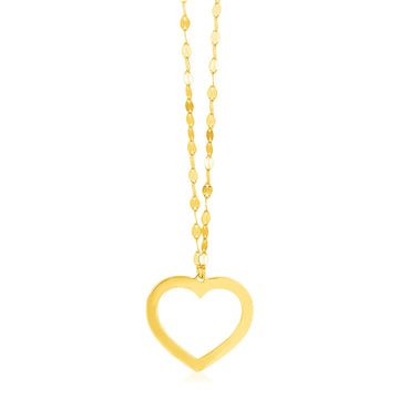 14k Yellow Gold Necklace with Reversible Heart Pendant for Women | Yene Store 