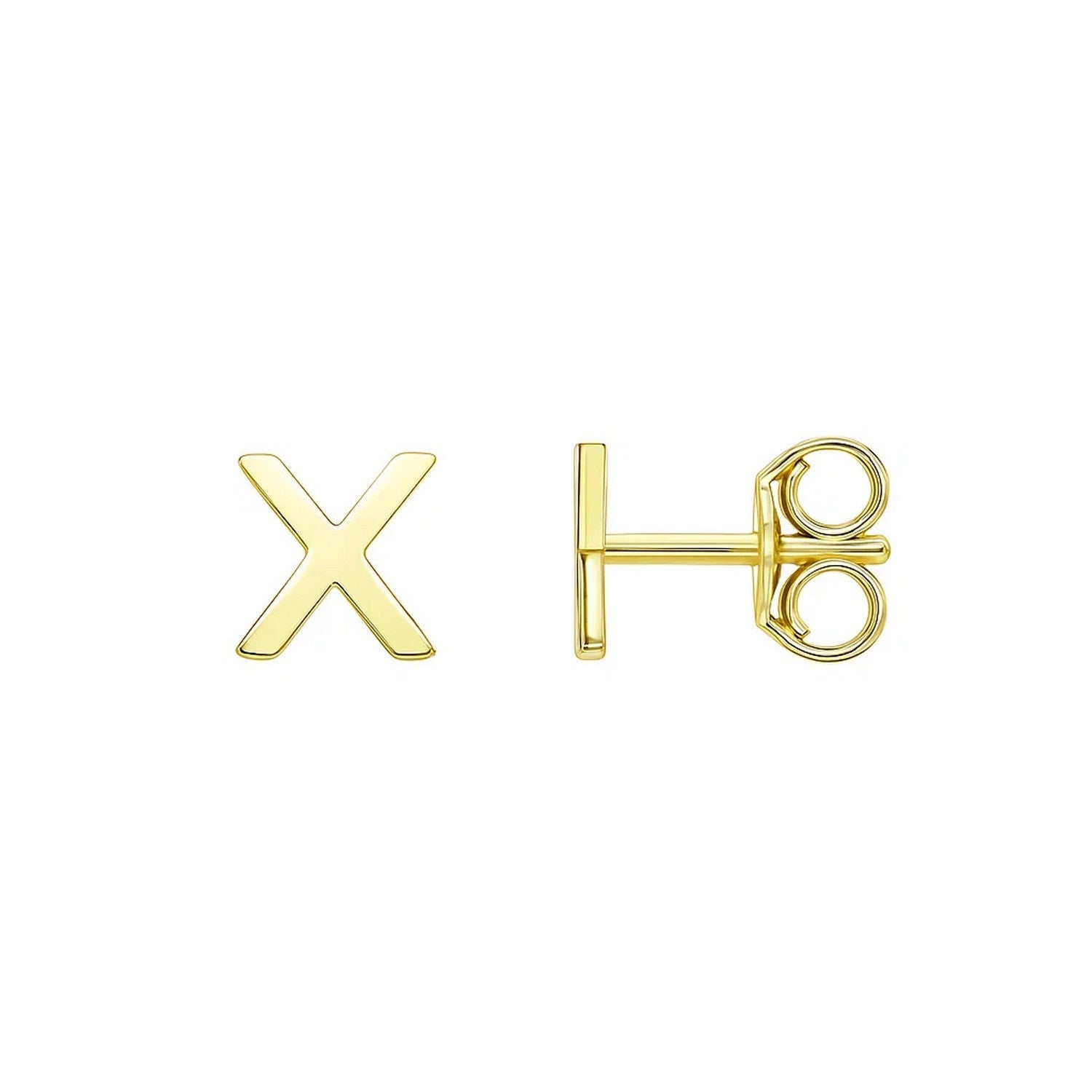 14K Yellow Gold Yours Truly Initial X Stud Earrings for Women | Yene Store
