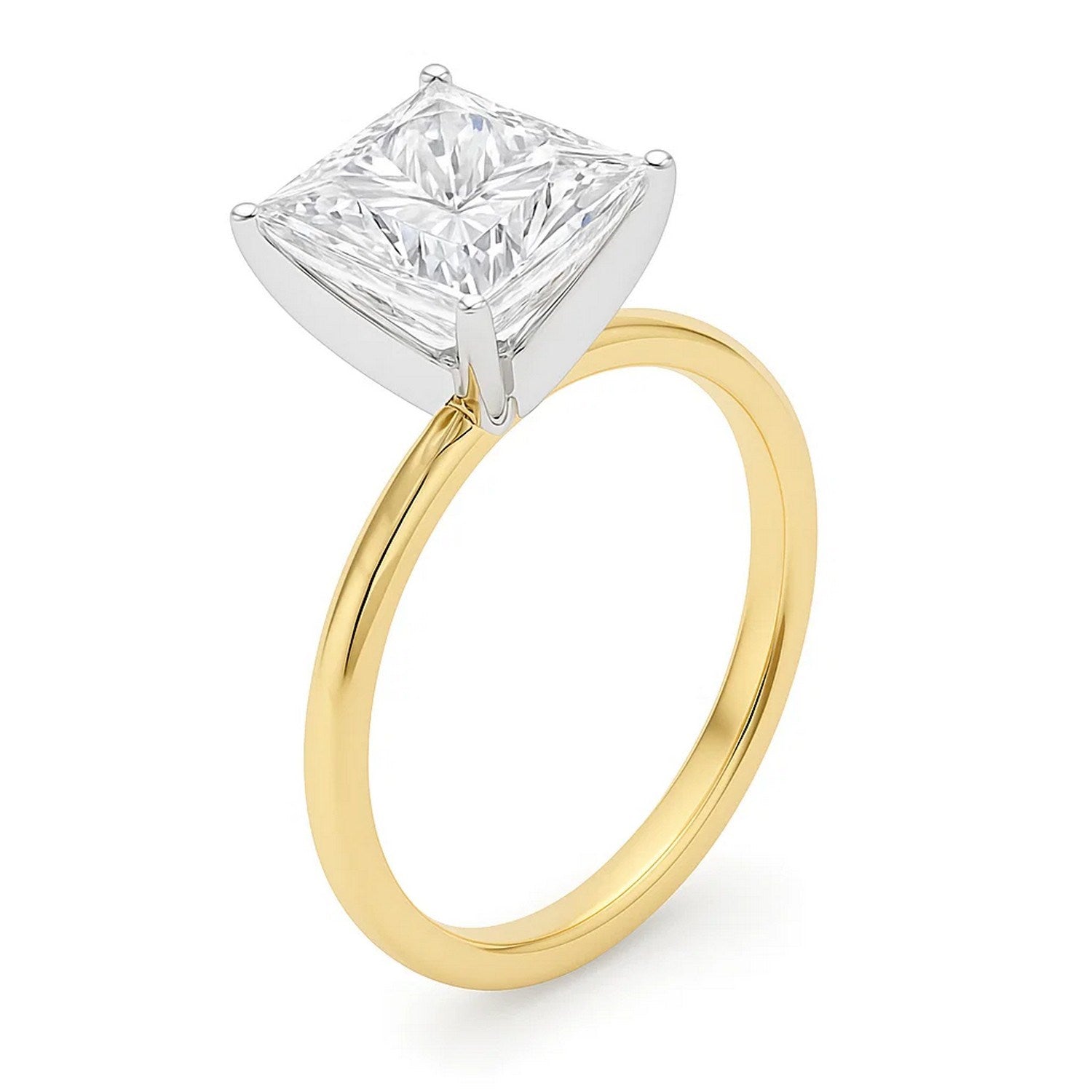 5 Carat Princess Lab Grown IGI G/VS1 Diamond Solitaire Ring in 14K Yellow Gold for Women | Yene Store 
