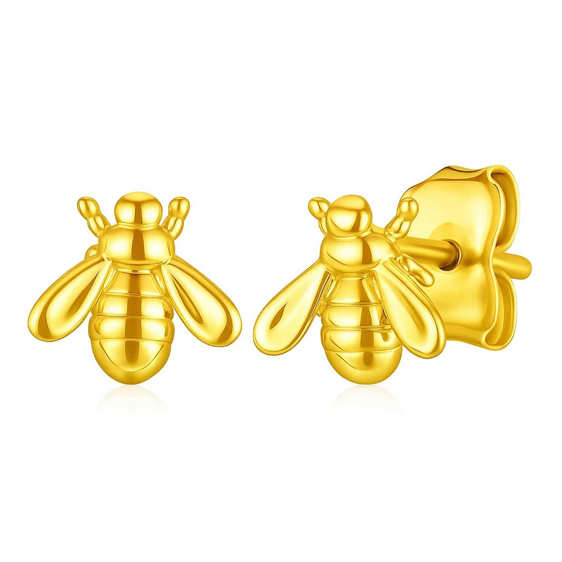 14k Yellow Gold Bee Stud Earrings for Women | Yene Store 
