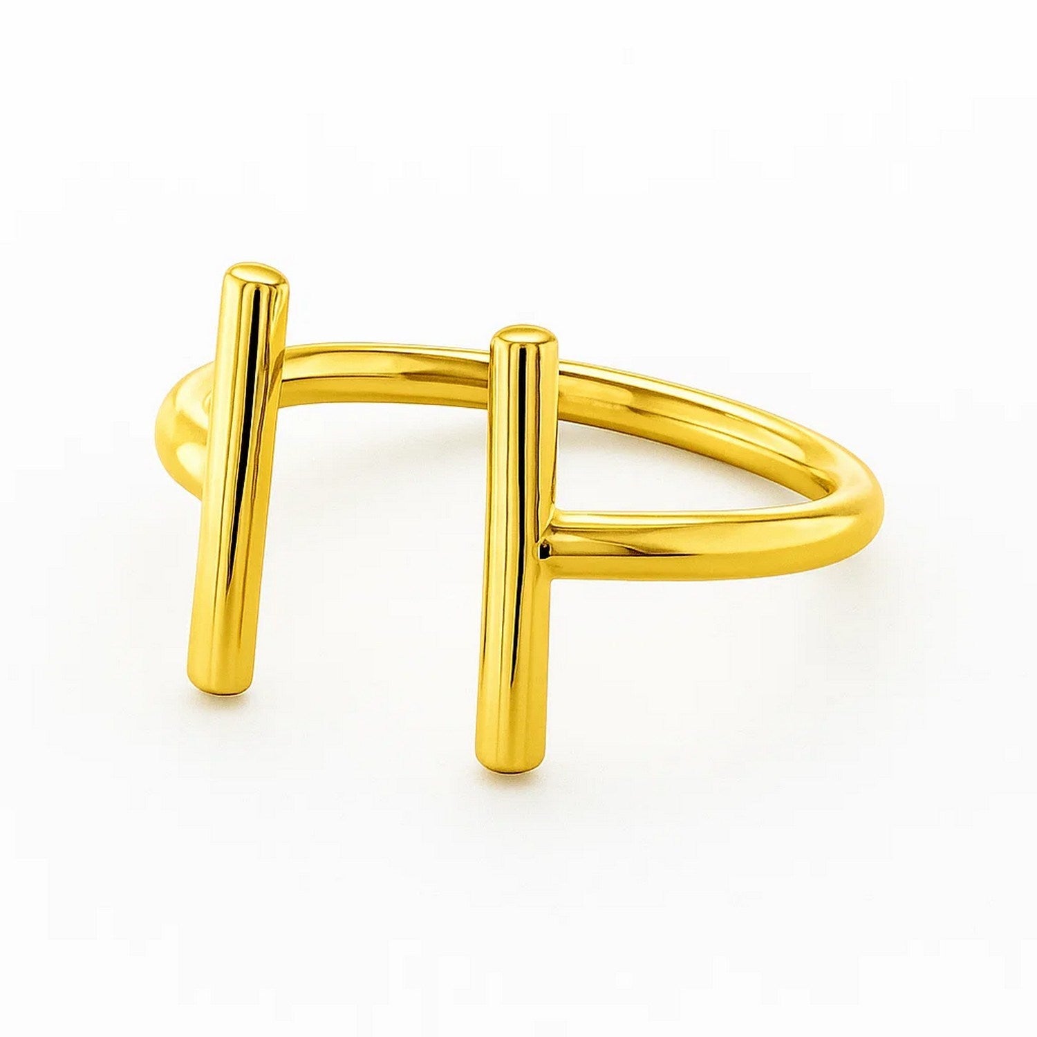 14k Yellow Gold Open Ring with Bars for Women | Yene Store