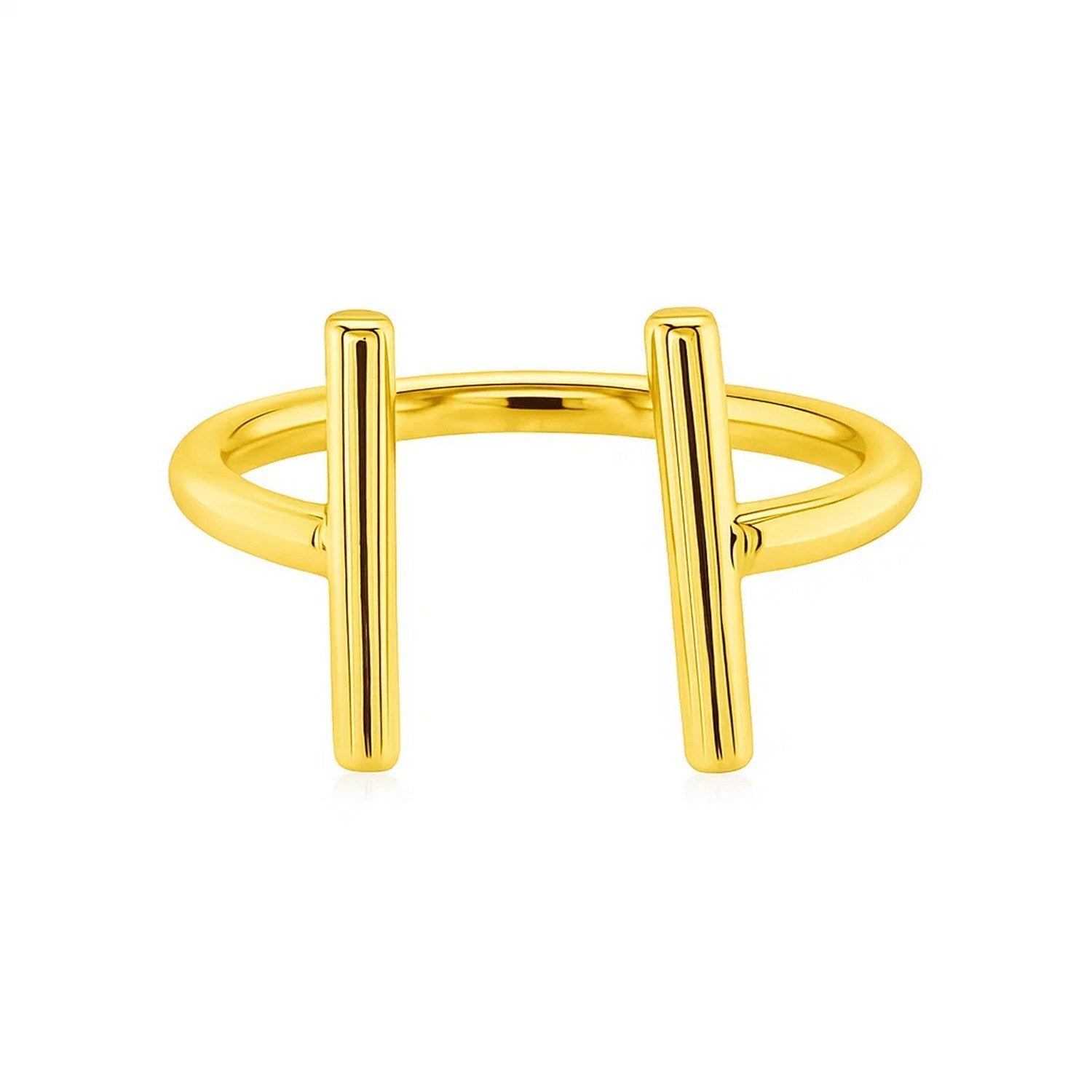 14k Yellow Gold Open Ring with Bars for Women | Yene Store