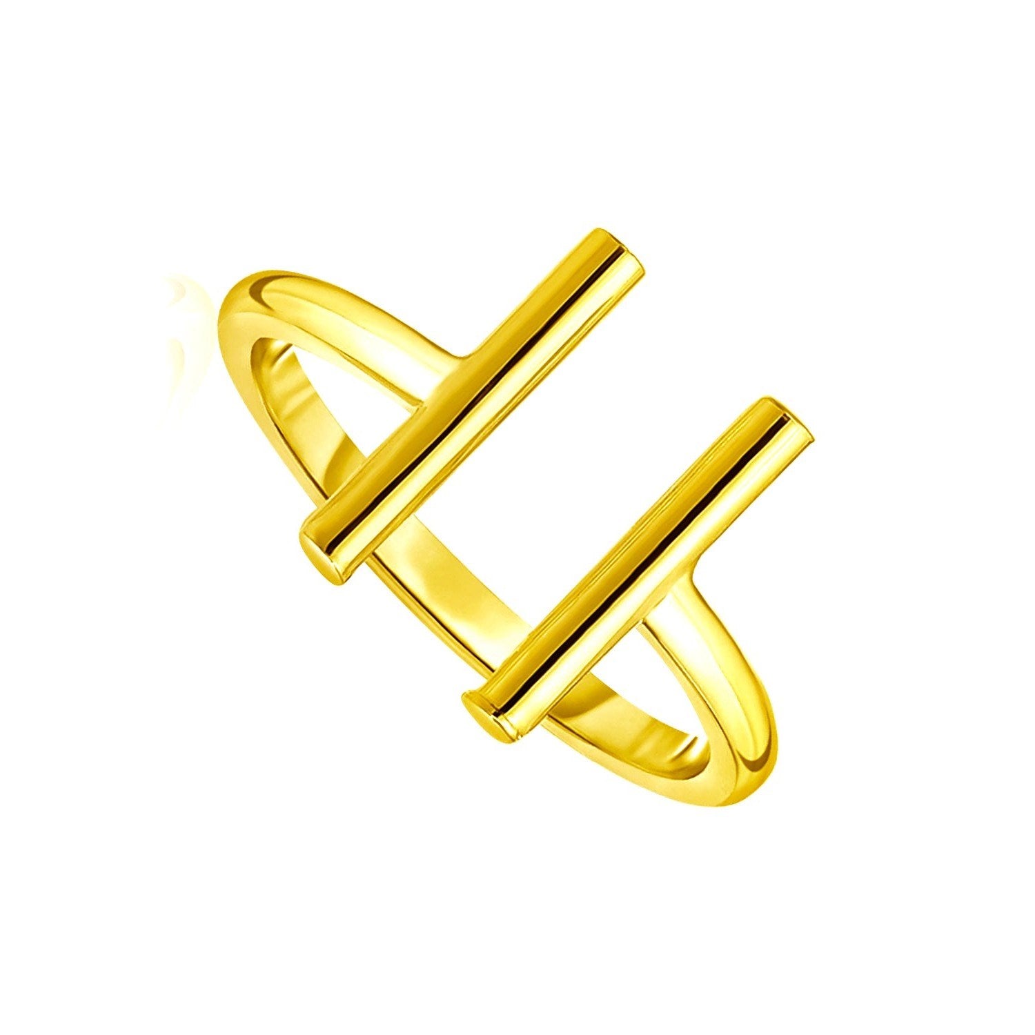 14k Yellow Gold Open Ring with Bars for Women | Yene Store