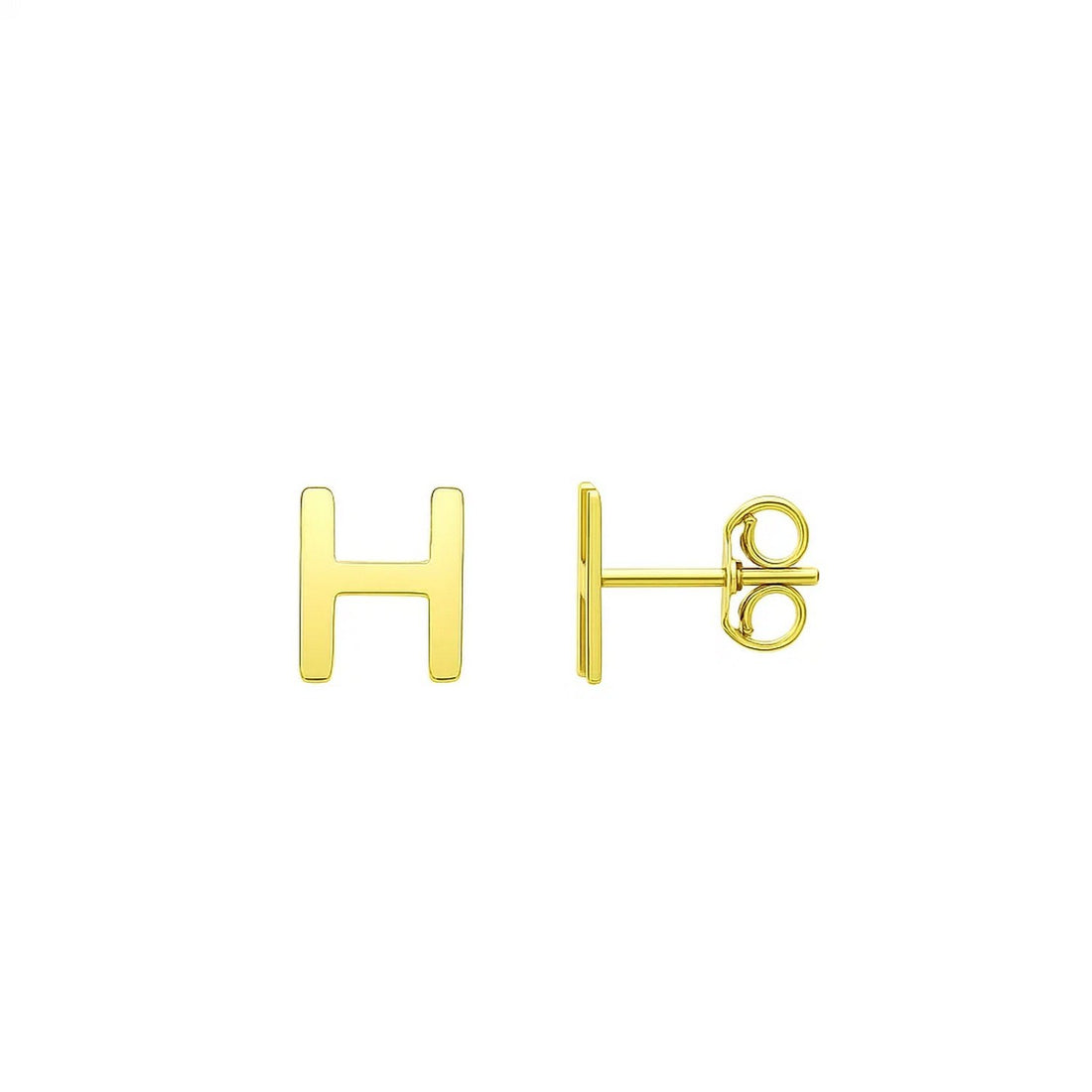 14K Yellow Gold Yours Truly Initial H Stud Earrings for Women | Yene Store
