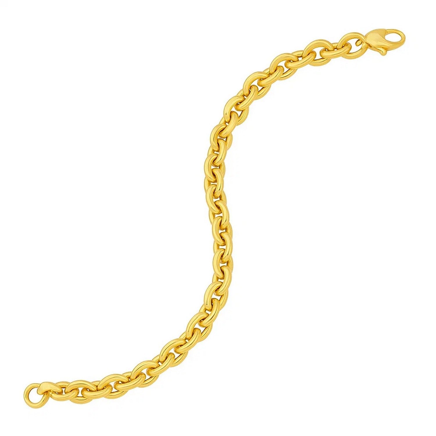 14K Yellow Gold Mirror Rolo Link Chain Bracelet (7.30 mm) for Women | Yene Store 