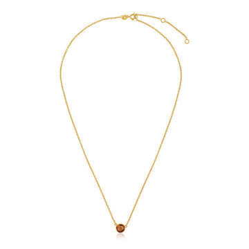 14k Yellow Gold 17 inch Necklace with Round Citrine for Women | Yene Store 

