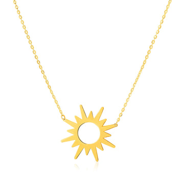 14K Yellow Gold Sunburst Necklace for Women | Yene Store