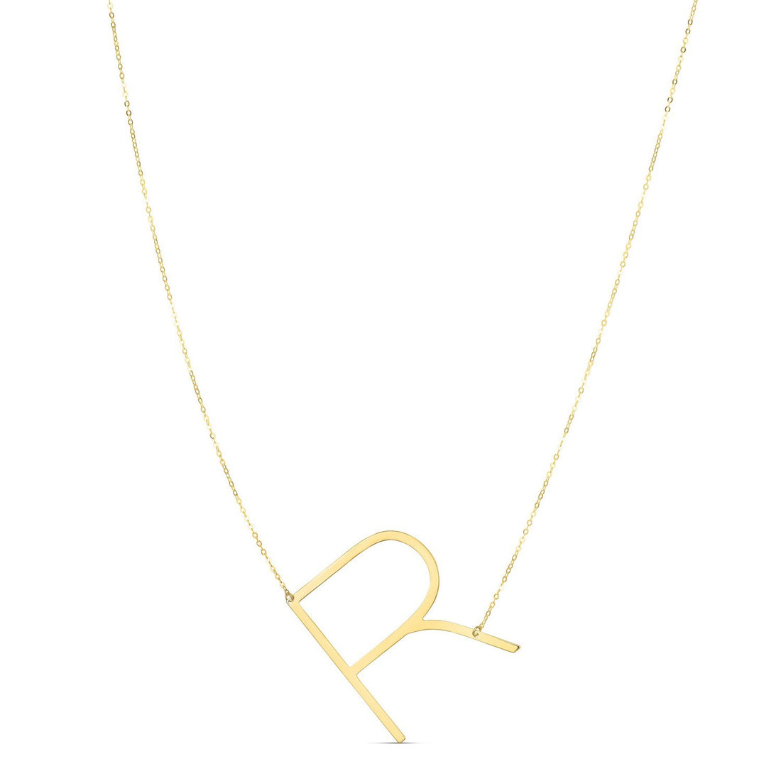 14K Yellow Gold Yours Truly Large Initial R Necklace for Women | Yene Sore 
