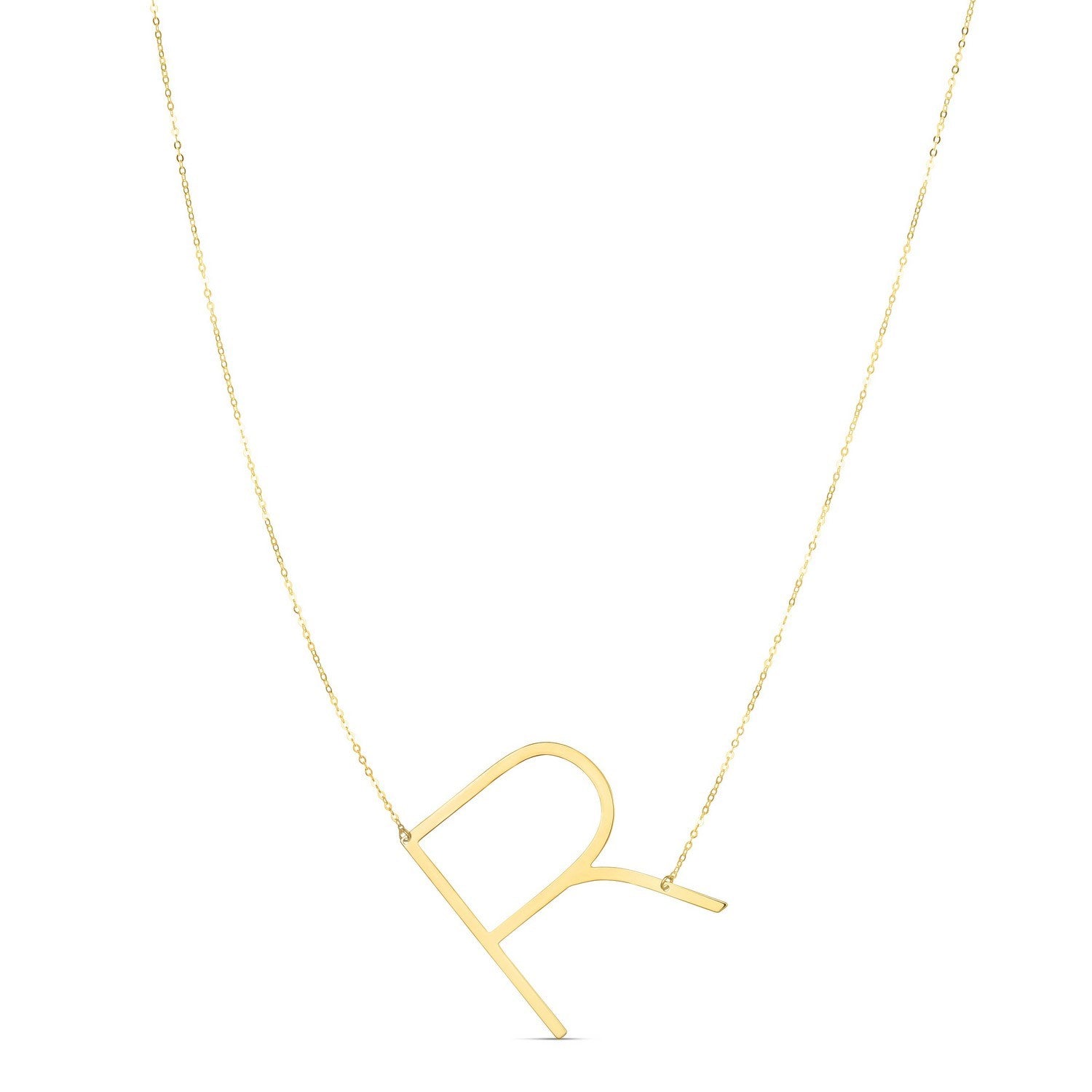 14K Yellow Gold Yours Truly Large Initial R Necklace for Women | Yene Sore 